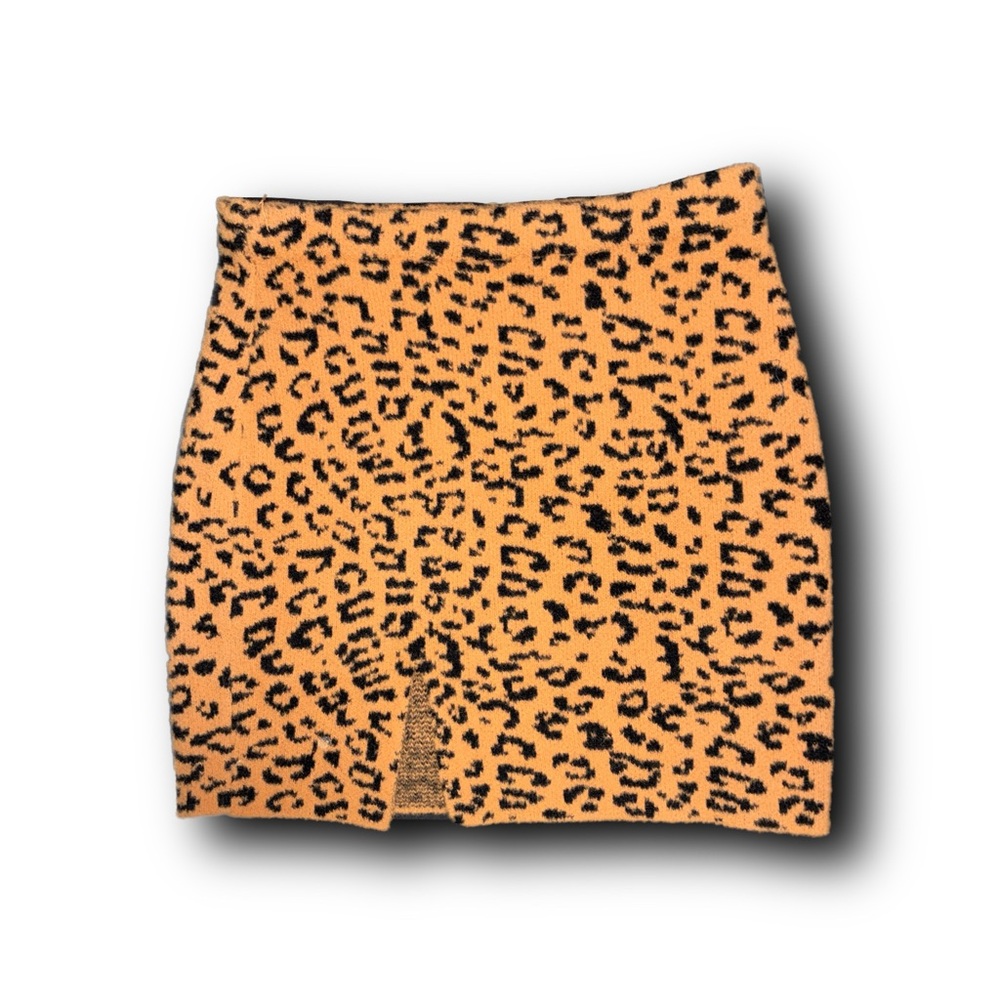 Dee Elly Leopard Print Fuzzy Knit Mini Skirt Y2K Bodycon Vibes